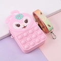 Pink cartoon bunny pop-it fidget purse with colorful sweet-printed adjustable shoulder strap - Size 5
