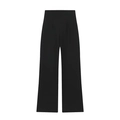 Dettaglio dei pantaloni neri a vita alta e gamba larga con eleganti dettagli a pieghe - XS / Nero