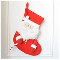 Detail of plush Santa Claus Christmas stocking with 3D beard and striped candy cane charm - Plush Style - Santa Claus