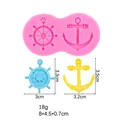 Pink silicone mold for steering wheel and anchor shapes with colorful finished samples - 4# Helm & Anchor / Pink