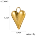 Detailed dimensions of the gold heart pendant showing 1.4cm height and 1.0cm width - Matte Heart