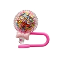 Roze glitter lolly rietje hoes met een kleine strik voor 10mm drinkrietjes - Lolly / Roze