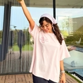 T-shirt rosa oversize stile dopamine con stampa grafica Girls Just Wanna Have Fun - S / Rosa