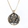 Vintage gouden Sint-Benedictus Jezus Christus reliëf hanger ketting met kruis - Goud gepolijst (Alleen hanger (zonder ketting)) (C0501)
