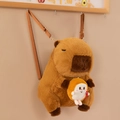 Cute brown plush Capybara backpack with a small toast doll and adjustable straps - Capybara with Toast / 35cm