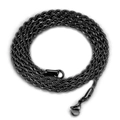 Détail d'un collier chaîne torsadée noire de 3 mm avec un fermoir mousqueton solide - Chaîne Torsadée Noire En Acier Inoxydable - 03 X 45 Cm