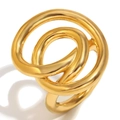 Minimalist 18K gold plated stainless steel ring with elegant knotted spiral design - US 7 / Gold