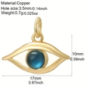 Dettaglio macro del ciondolo a occhio placcato oro 18K con dimensioni 10x17mm - Occhio del diavolo