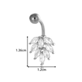 Silver sunflower belly piercing with marquise cubic zirconia petals and dimensions - Leaf Style (2601-3# Silver)