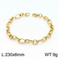Gold stainless steel link bracelet with textured oval rings and lobster clasp, 230mm length - 23CM / Gold