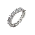 Detailed macro shot of eternity ring featuring heart cut stones in claw setting - US 10 / Silver White Rhinestone