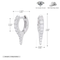 Detalle de pendientes geométricos de plata de ley S925 con medidas y circonita 5A - Plata 925 / Plata 925 chapada en oro blanco