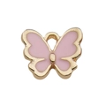 Golden metal butterfly charm with pink enamel inlay for DIY jewelry making - Pink Butterfly