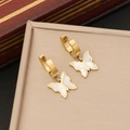 Golden butterfly earrings with white shell inlay presented in a premium jewelry gift box - 3# Earrings / Gold