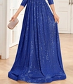Navy blue sequin evening gown with a long A-line silhouette and shimmering finish - US Size 2 (S) / Sapphire Blue