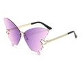Frameless butterfly sunglasses with purple gradient lenses and gold chain metal temples - C8 Purple Pink Gradient