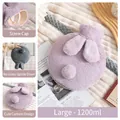 Plush 1200ml rabbit-shaped hot water bottle in purple and dark grey fleece finish - 40oz / Round / Purple