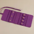 Estuche enrollable de microfibra morada para joyas con soportes para anillos y pendientes - 24×10cm / Morado