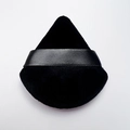 Small black velvet triangular powder puff with satin strap for makeup setting - Black / Single Naked Pack