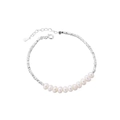 Elegante pulsera de plata de ley S925 con perlas de agua dulce y cuentas facetadas - Plata 925 / Pulsera 11 Perlas Plata Rota - Color Plata Natural