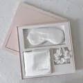Silk sleep set with eye mask, pillowcase, and scrunchie in an elegant pink gift box - Pearl White Gift Box Set (Eye Mask + Pillowcase + Scrunchie)