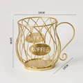 Goldener Kaffeekapselhalter in Becherform mit Metallgitter und Seitengriff - Teekannen-Stil / Gold