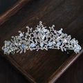 Silver bridal tiara with rhinestones and light blue gems for wedding dress - 26# Vine Blue White Gem Style (Silver)