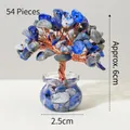 Lapis lazuli and moonstone crystal tree in a glass bottle variant, 6cm handmade design - 54 Crystals Lapis Lazuli (Mini Fish Tank)