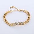 Cadena cubana de acero inoxidable chapada en oro con detalles de diamantes pavé - Dorado