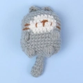 Handmade crochet grey cartoon cat keychain crafted from premium knitted wool material - Grey Knitted Cartoon Cat