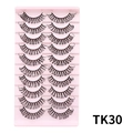 10 paar Russische DD-krul kunstwimpers model TK30 in roze presentatietray - Zwarte dikke stijl (TK30)