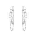 S925 silver fringe chain earrings with irregular cubic zirconia in a modern street style - White Zirconia (Silver)