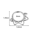 Silver stainless steel floral filigree nose ring with 8mm inner diameter dimensions - Style 1 Lotus Shape (0183-1# Silver)