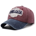 Berretto da baseball vintage lavato bordeaux e blu navy con ricamo Western - Regolabile / Rosso