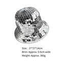 Cappello bucket disco argento con paillettes a specchio e decorazione in strass - Cappello a Secchiello Argento
