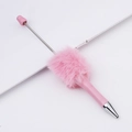 Creative pink fluffy beaded ballpoint pen with soft faux fur trim and sleek metal tip - Mocha Coffee
