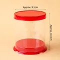 5-pack clear round cupcake boxes with red lid and base, diameter 9.1cm and height 10.3cm - Round Transparent Cake Box 2 Inch Red 5Pcs