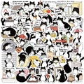 50 simpatici adesivi per gatti tuxedo neri e bianchi per diari fai-da-te e cellulari - 50 fogli/confezione