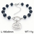 Retro Armband mit schwarzen Kristallperlen, MAMA-Anhänger und Karabinerverschluss - Stahlstil (KB183026-TJG)