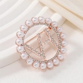 Rose gold V brooch with white pearls and sparkling rhinestones for elegant women clothing - Rose Gold Hollow V Letter Pearl (QT0186)