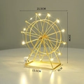 European vintage golden iron ferris wheel model with warm LED lights and metal frame - Small with Lights / Gold