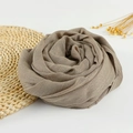 Taupe cotton linen scarf with frayed edges rolled in a flower shape for summer sun protection - 190x100cm / Dark Khaki