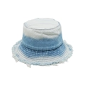Detail of frayed edges and gradient light blue wash on a denim bucket hat - M (56-58cm) / Light Blue Gradient