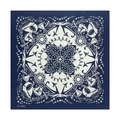Detail eines maritimen Baumwoll-Bandanas mit Anker- und Sonnenmuster auf Marineblau - Bandana / Marineblauer Segler
