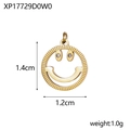 Macro view of gold smiley face pendant with clear rhinestones and 1.4cm size metrics - Sawtooth Rhinestone Smile (Gold)
