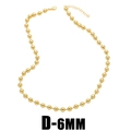 Collar de bolas doradas pulidas de 6mm con cierre de mosquetón y cadena de extensión - 6mm