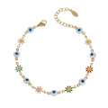 Detail of beaded bracelet with colorful enamel flowers and blue evil eye charms - Evil Eye Flower