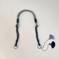 Adjustable nylon shoulder strap featuring black-white geometric patterns and purple tassels - Black White Woven - Grey Strap