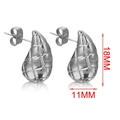 Silver teardrop earrings with quilted pattern, 18mm x 11mm dimensions, stainless steel studs - Single Piece / Steel-Large Diagonal