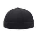 Classic black Docker hat with minimalist brimless design and durable twill cotton finish - One Size(Adjustable) / Black
